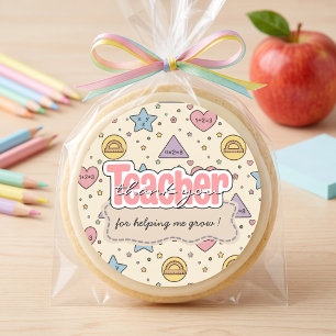 Pastel Teacher Math Shapes Pattern Classic Round Sticker