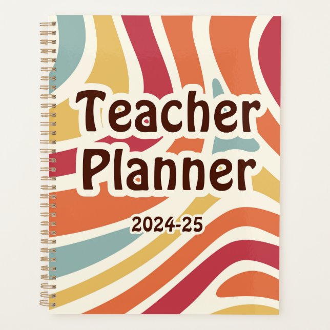 Pastel Teacher Pattern, 3 Ring School or Home Bind Planner (Front)