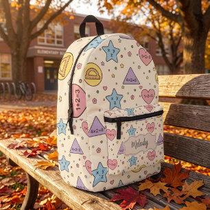 Pastel Teacher  School Math Shapes Printed Backpack