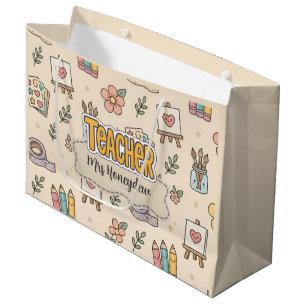 Pastel Teacher School Supply Pattern Large Gift Bag