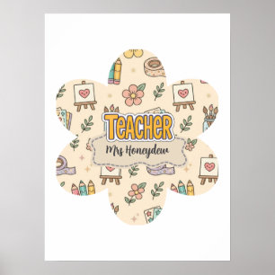 Pastel Teacher School Supply Pattern Poster