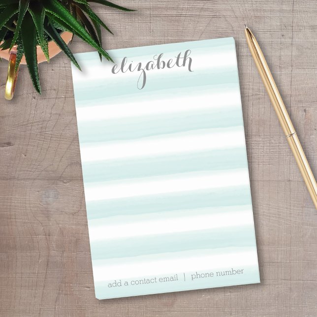 Pastel Teal and Grey Stationery Suite for Women Post-it Notes (Personalized Post-It Notes - Add your name and contact information)