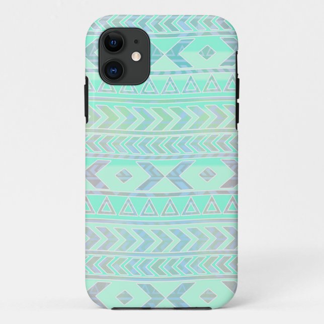 Pastel Teal Aztec Art Style Pattern Case-Mate iPhone Case (Back)