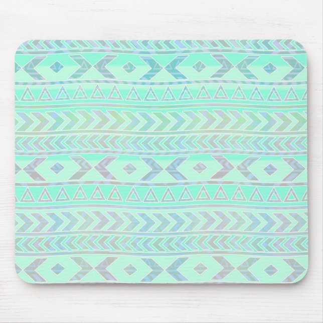 Pastel Teal Aztec Art Style Pattern Mouse Pad (Front)