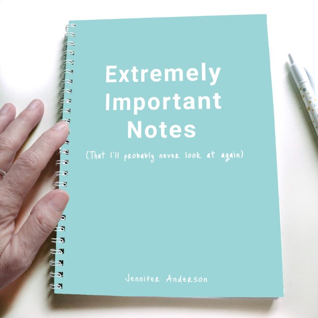 Pastel Teal Blue Important Notes Simple Text Notebook (Creator Uploaded)