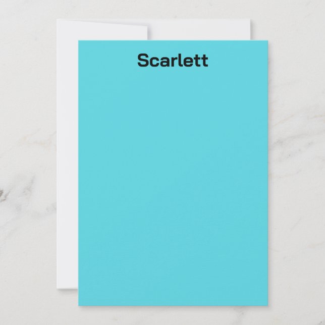 Pastel Teal Colour Personalized Name Desk Note Thank You Card (Front)
