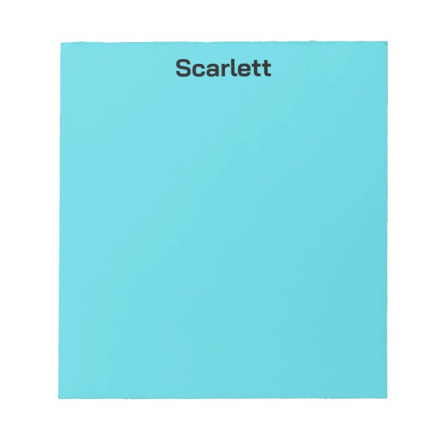 Pastel Teal Colour Personalized Name Desk  Notepad (Front)