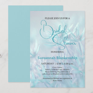 Pastel Teal Floral Background Bridal Shower  Invitation
