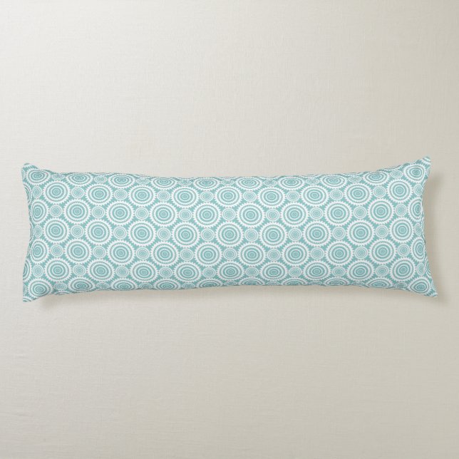 Pastel Teal Geometric Pattern Cool Circles Art Body Pillow (Back)