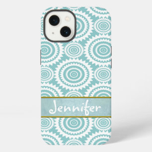 Pastel Teal Geometric Pattern Cool Circles Art iPhone 13 Case
