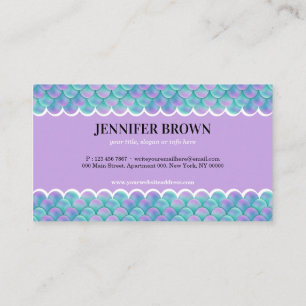 Pastel Teal Purple Mermaid Tail Business Card