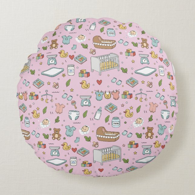Pastel Teddy Bear Duck Nursery Pillow (Front)