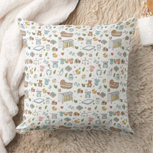 Pastel Teddy Bear Duck Nursery Pillow