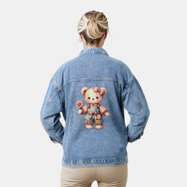 Pastel Teddy Bear Holding Flower Wear Overalls (Modèle)