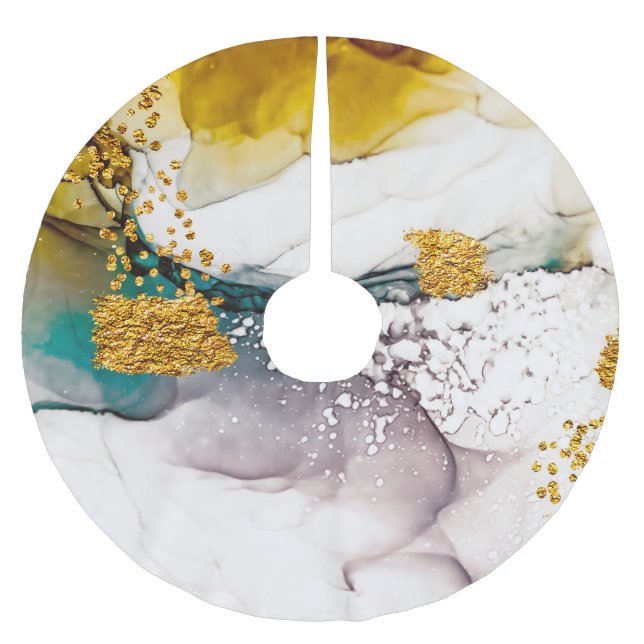 Pastel tenderness: golden swirls art. brushed polyester tree skirt (Front)