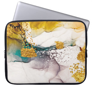 Pastel tenderness: golden swirls art. laptop sleeve
