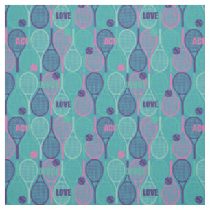 Pastel tennis rackets on minty background pattern fabric