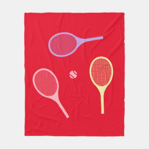Pastel Tennis Rackets with Tennis Ball on Red Fleece Blanket