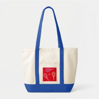 Pastel Tennis Rackets with Tennis Ball on Red   Tote Bag