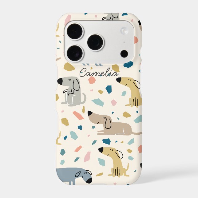 Pastel Terrazzo Funny Cute Dog Pattern (Back)