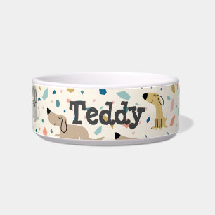 Pastel Terrazzo Funny Cute Dog Pattern Bowl