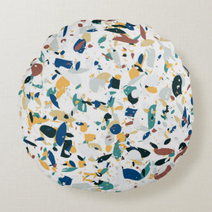 Pastel Terrazzo: Modern Abstract Pattern. Round Pillow