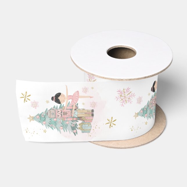 Pastel The Nutcracker Pink Christmas Ballet Satin Ribbon (Spool)