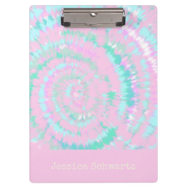 Pastel Tie Dye Pattern Personalized Cute Trendy Clipboard (Front)