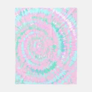 Pastel Tie Dye Pattern Pink Aqua Mint Green Fleece Blanket
