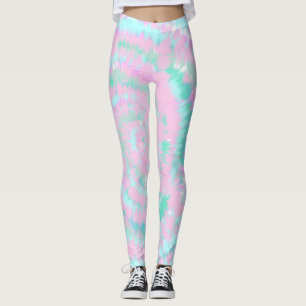 Pastel Tie Dye Pattern Pink Aqua Mint Green Leggings