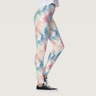 Pastel Tie Dye Watercolor Soft Rainbow Pattern Leggings