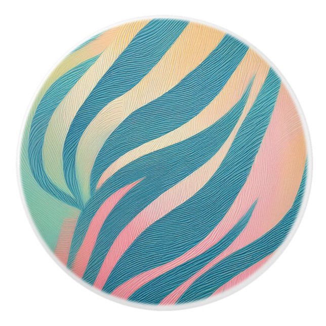 Pastel Tiger Stripes  Ceramic Knob (Front)