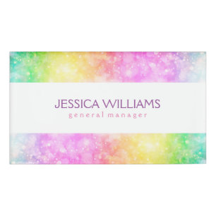 Pastel Tones Colourful Bokeh Glitter Name Tag
