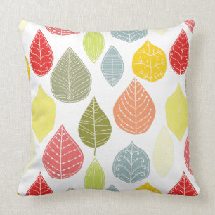Pastel Tones Fall Leafs Pattern 2 Throw Pillow