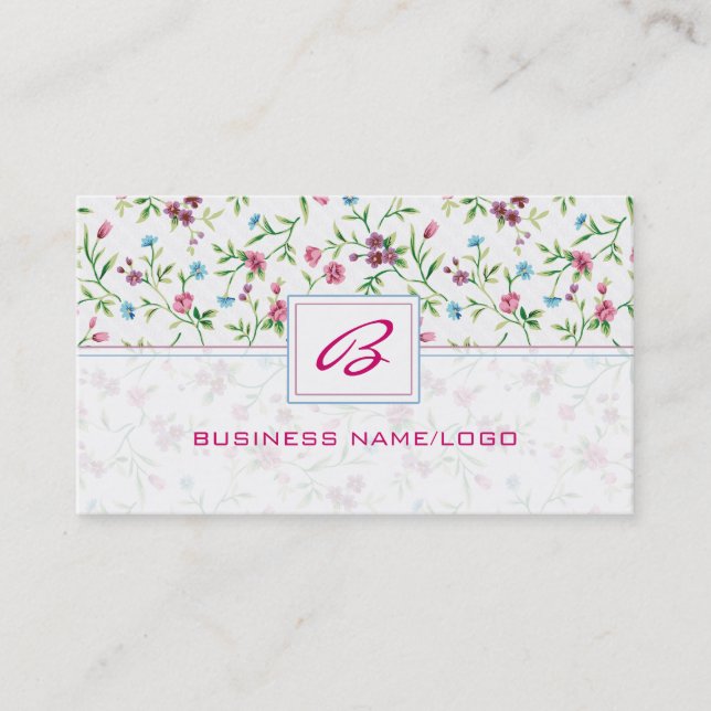 Pastel Tones Floral Monogramme Carte de visite (Devant)