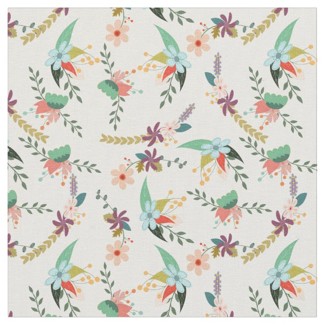 Pastel Tones Flowers Fabric (Close Up)