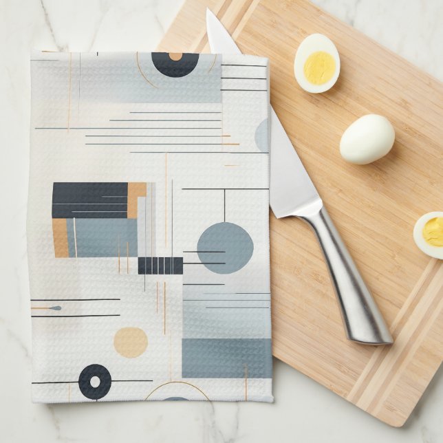 Pastel tones mid-century geometric pattern kitchen towel (Quarter Fold)