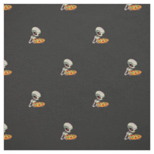 pastel tones plaidalien eating pizza fabric