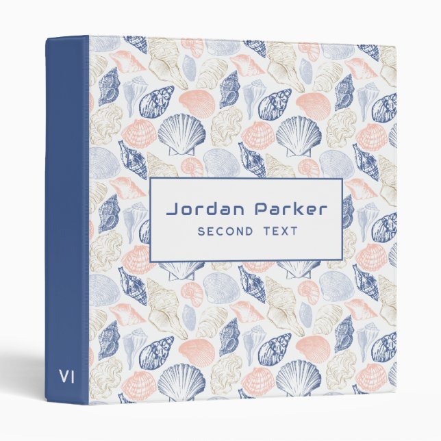 Pastel Tones Shells  3 Ring Binder (Front/Spine)