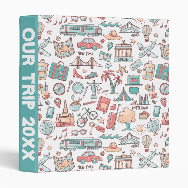 Pastel Tourist Pattern Binder (Front/Spine)