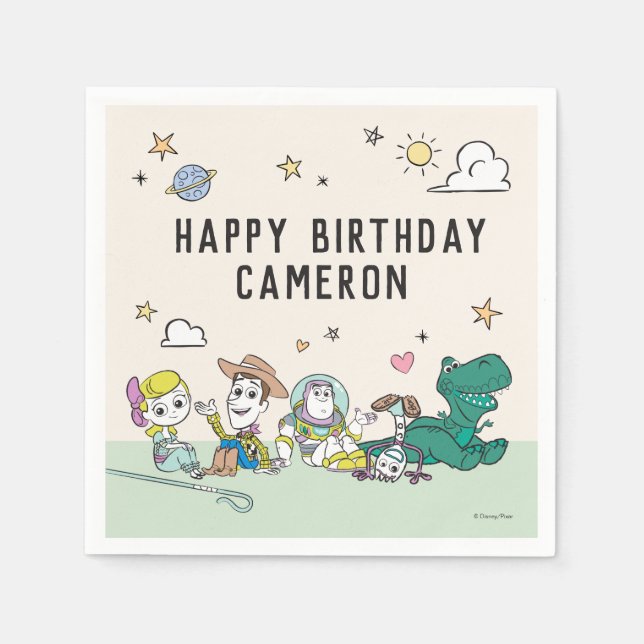 Pastel Toy Story | 2 Infinity and Beyond Birthday Napkin (Front)