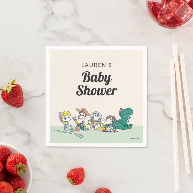 Pastel Toy Story Characters Baby Shower Napkin (Insitu)