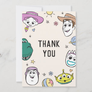 Pastel Toy Story Characters Baby Shower Thank You Card