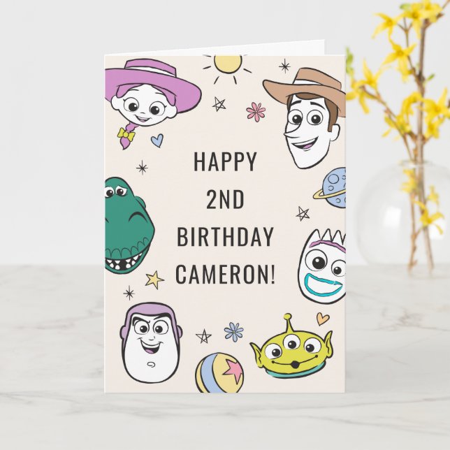Pastel Toy Story Characters Birthday Card (Yellow Flower)