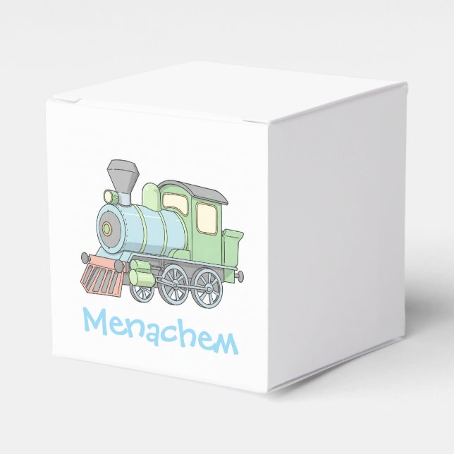 Pastel train upsherin favour box (Front Side)