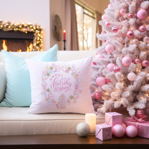 Pastel Treats Sweet Holiday Wishes Throw Pillow