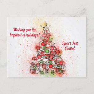 PASTEL TREE CHRISTMAS BUSINESS POSTCARD