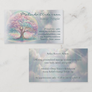 Pastel Tree Massage Therapist Business Card   Rela