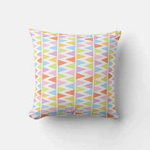 Pastel triangles bunting flag patterned pillow