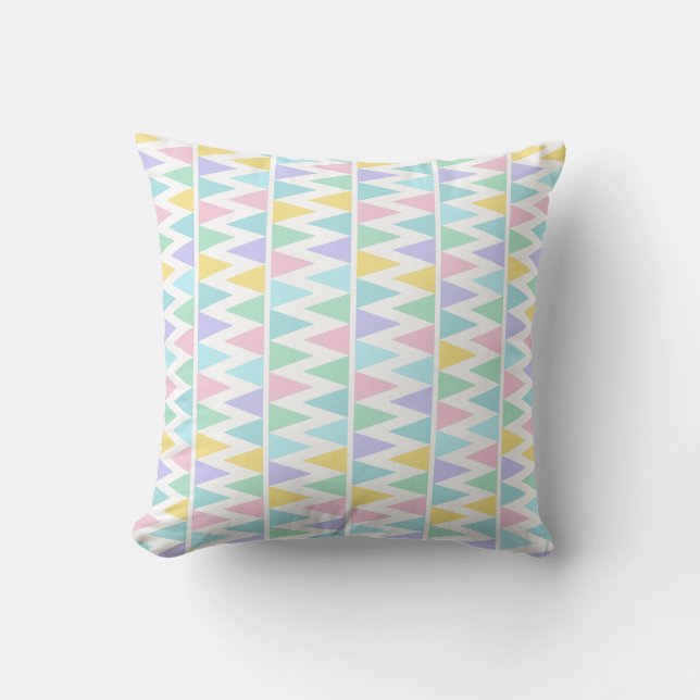 Pastel triangles bunting flag patterned pillow (Front)